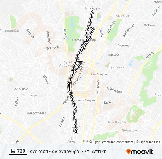 Χάρτης Γραμμής 720 λεωφορείο