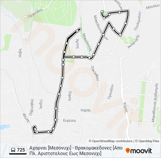 Χάρτης Γραμμής 725 λεωφορείο