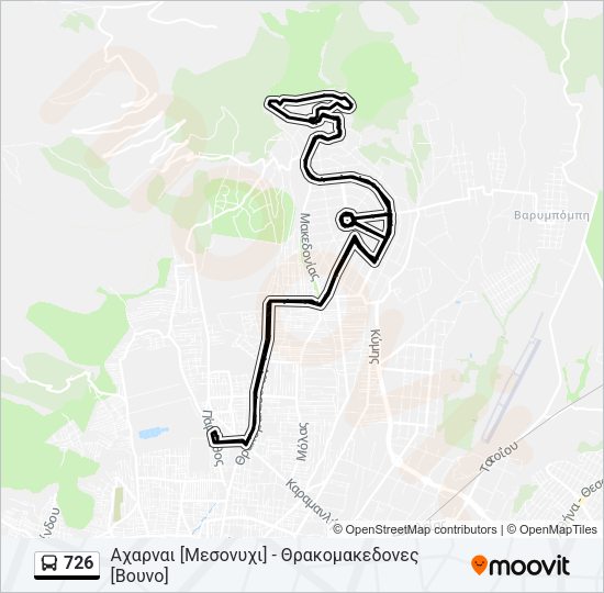 Χάρτης Γραμμής 726 λεωφορείο