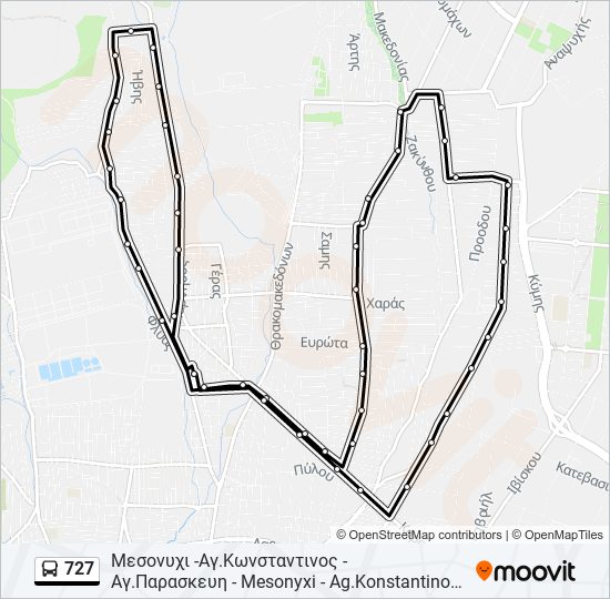 727 bus Line Map