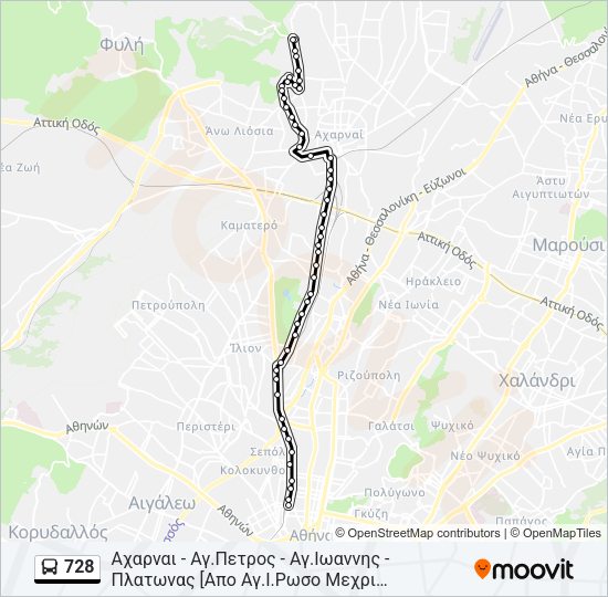 Χάρτης Γραμμής 728 λεωφορείο