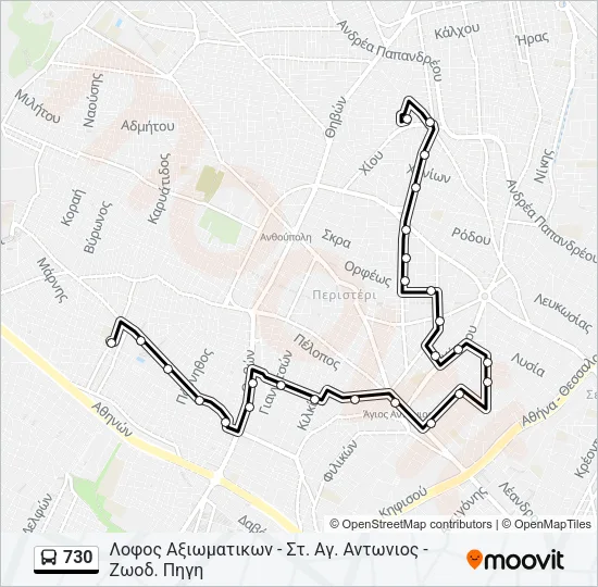 730 Bus Line Map