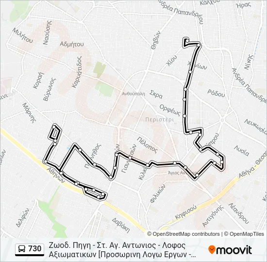 730 Bus Line Map