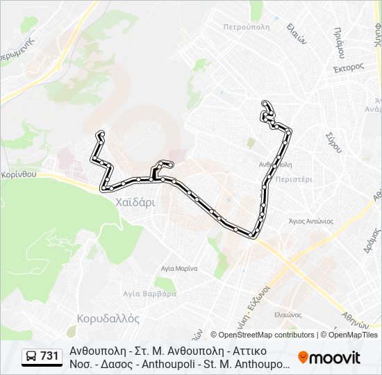 731 bus Line Map