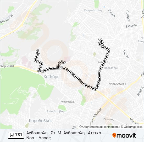 Χάρτης Γραμμής 731 λεωφορείο