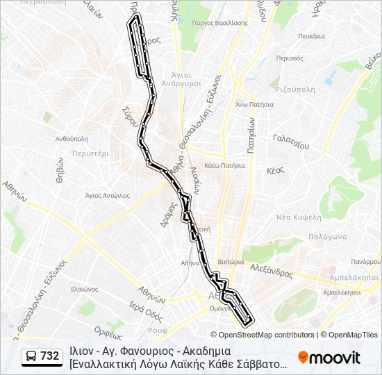 732 bus Line Map