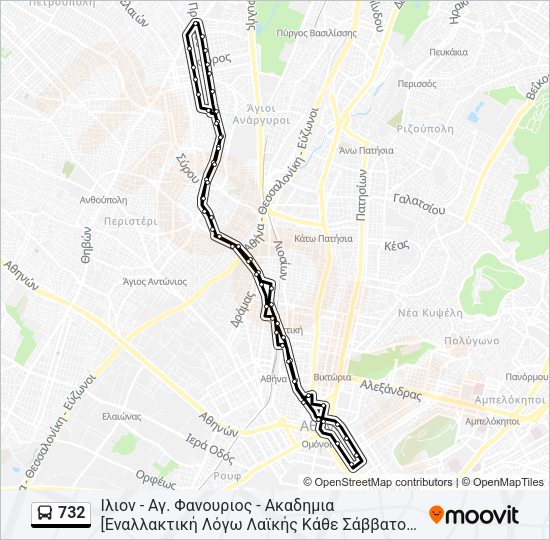 Χάρτης Γραμμής 732 λεωφορείο