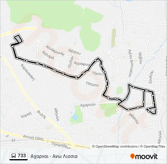 733 Bus Line Map