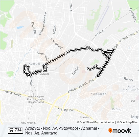 734 bus Line Map