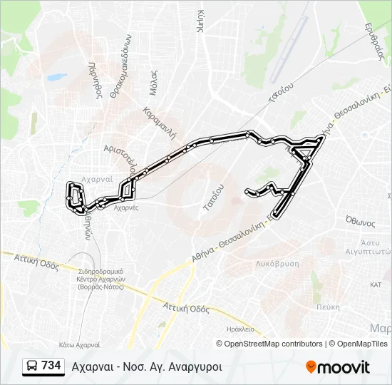 734 Bus Line Map