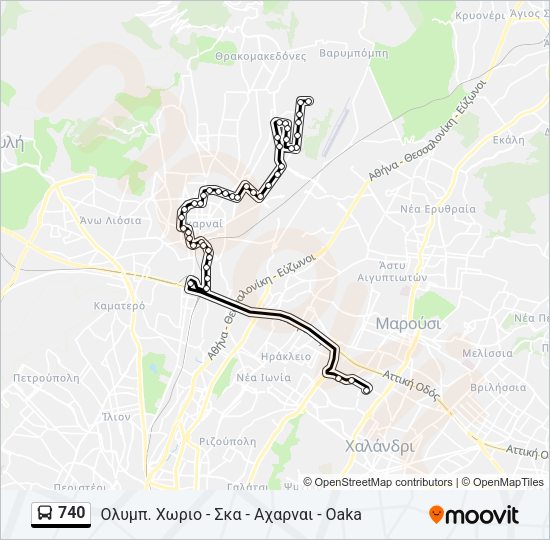 Χάρτης Γραμμής 740 λεωφορείο