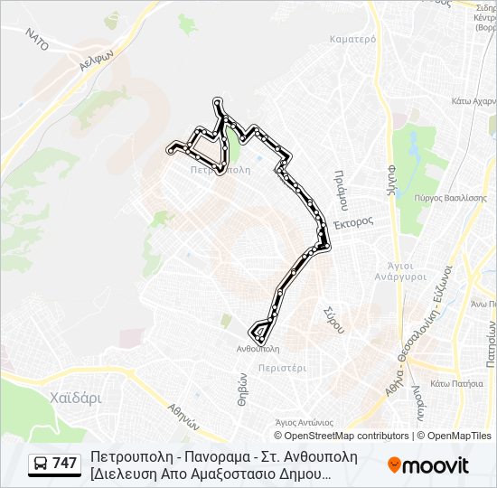 747 bus Line Map