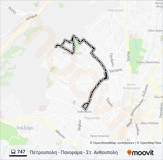 Χάρτης Γραμμής 747 λεωφορείο