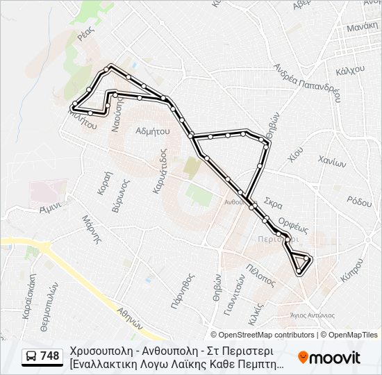 Χάρτης Γραμμής 748 λεωφορείο