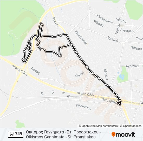 749 bus Line Map