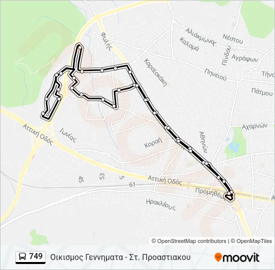 749 Bus Line Map