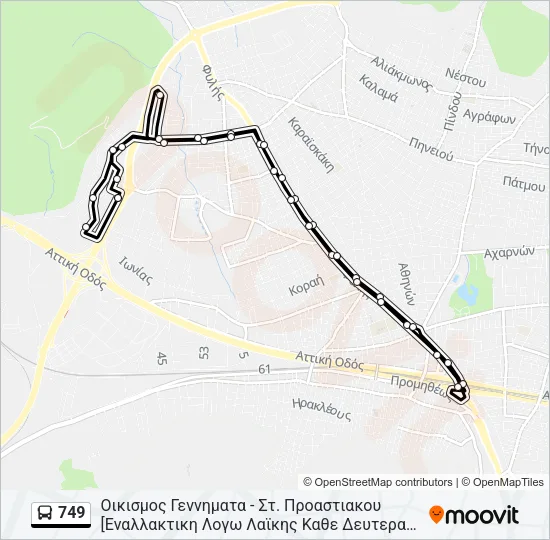 749 Bus Line Map