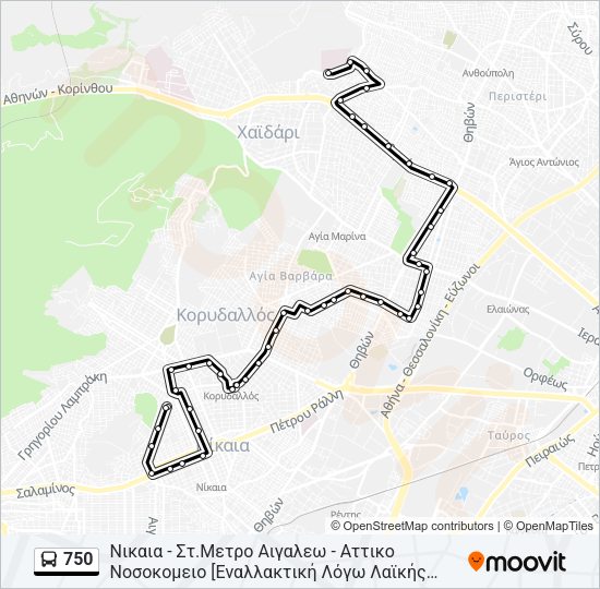 Χάρτης Γραμμής 750 λεωφορείο