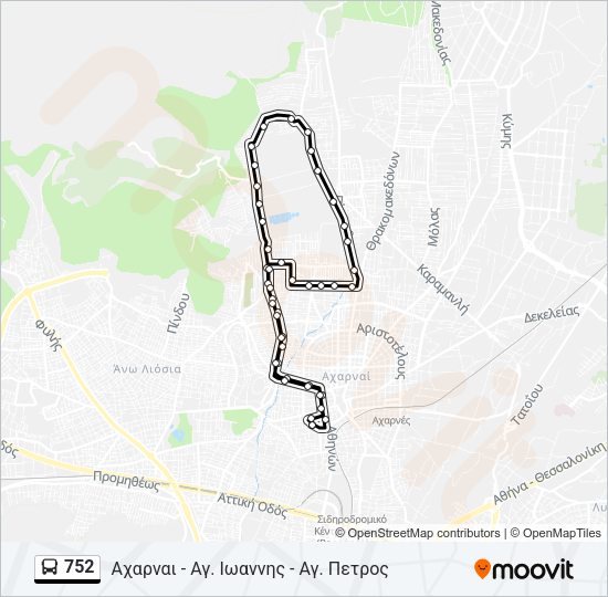 Χάρτης Γραμμής 752 λεωφορείο