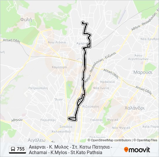 755 bus Line Map