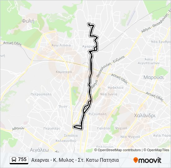 Χάρτης Γραμμής 755 λεωφορείο