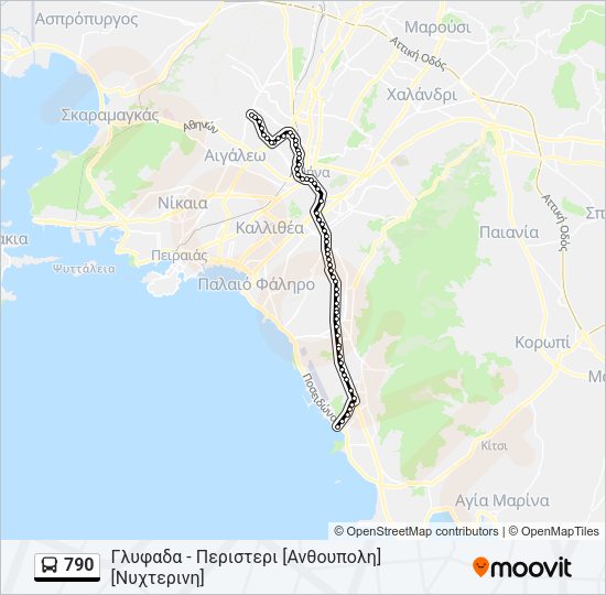 Χάρτης Γραμμής 790 λεωφορείο