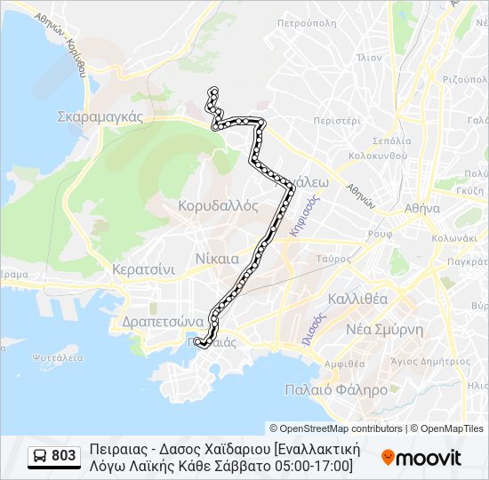 Χάρτης Γραμμής 803 λεωφορείο