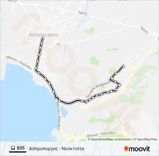 Χάρτης Γραμμής 805 λεωφορείο