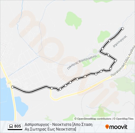 Χάρτης Γραμμής 805 λεωφορείο