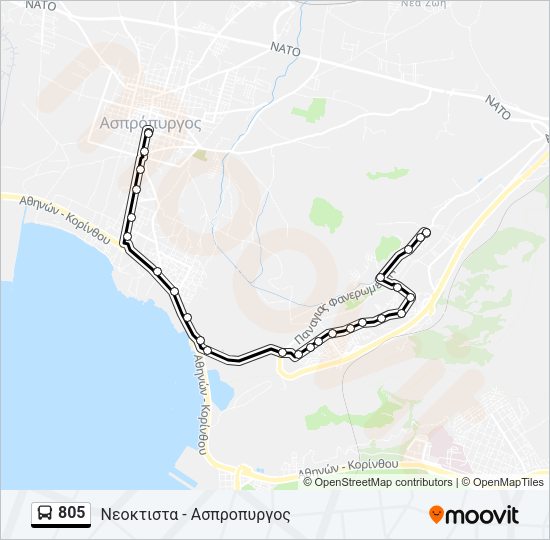 Χάρτης Γραμμής 805 λεωφορείο