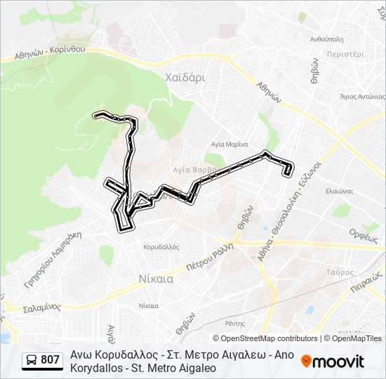 807 bus Line Map