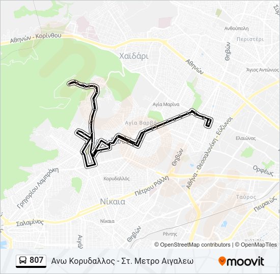 Χάρτης Γραμμής 807 λεωφορείο