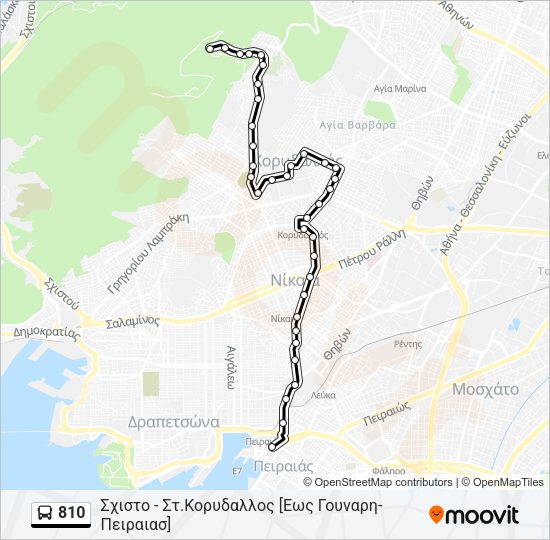 Χάρτης Γραμμής 810 λεωφορείο