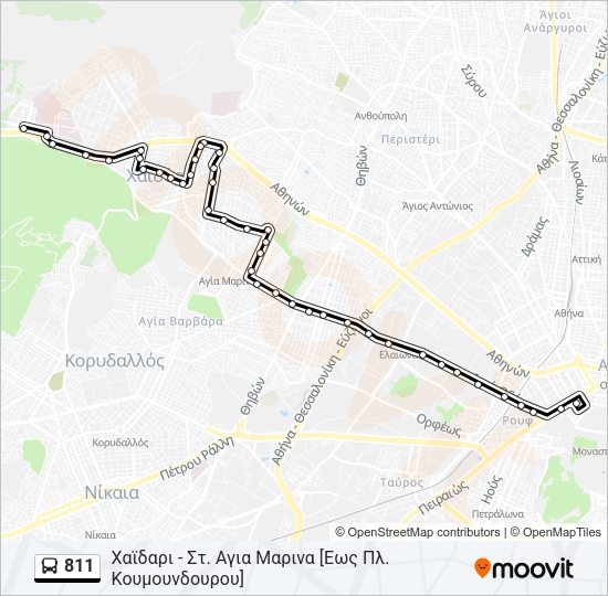 Χάρτης Γραμμής 811 λεωφορείο