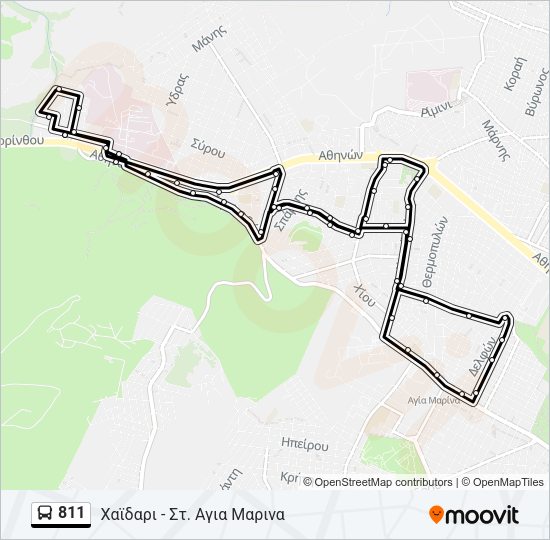 Χάρτης Γραμμής 811 λεωφορείο