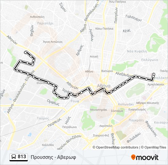 Χάρτης Γραμμής 813 λεωφορείο