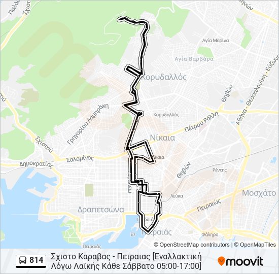 Χάρτης Γραμμής 814 λεωφορείο