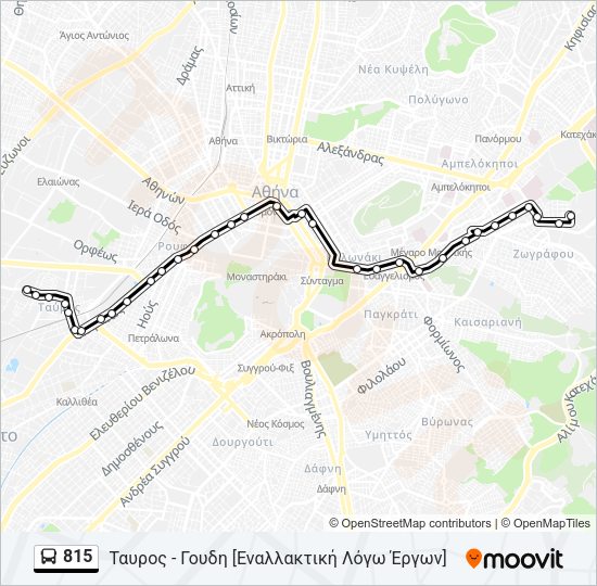 Χάρτης Γραμμής 815 λεωφορείο