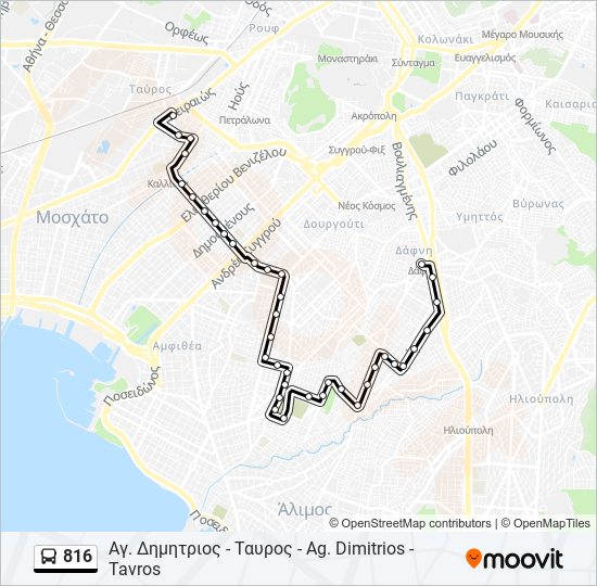 816 bus Line Map