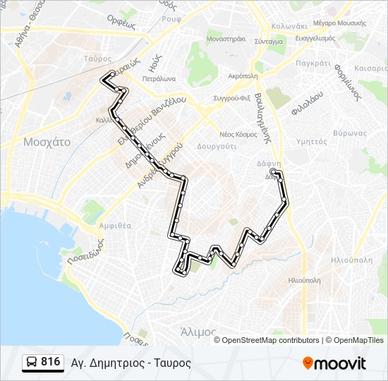 Χάρτης Γραμμής 816 λεωφορείο