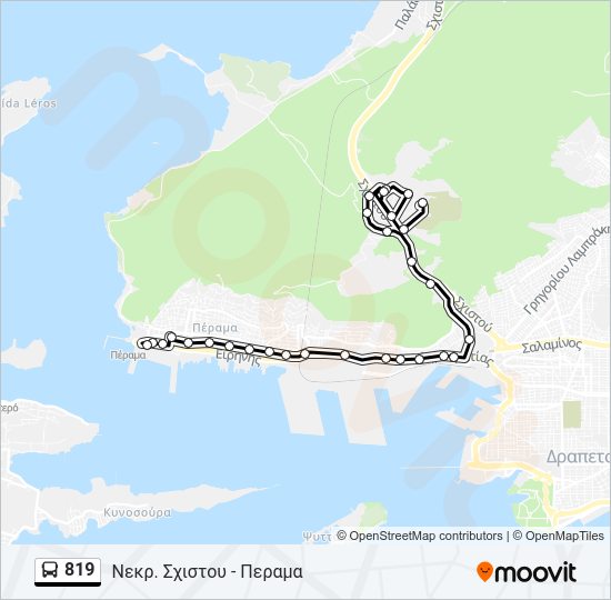 Χάρτης Γραμμής 819 λεωφορείο