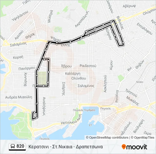 820 Bus Line Map