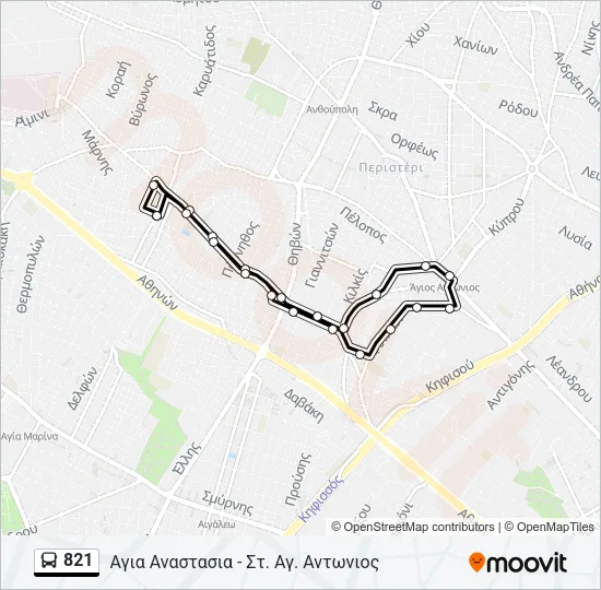 821 Bus Line Map