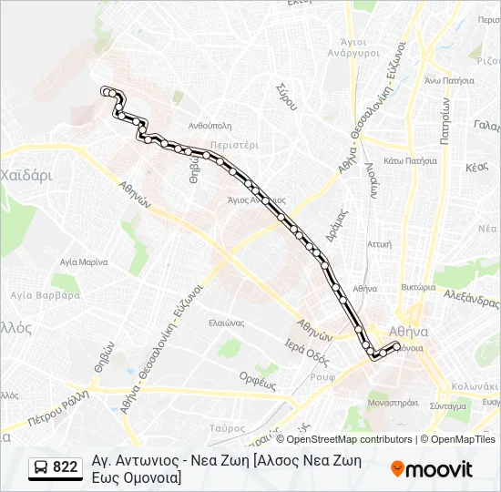 822 Bus Line Map