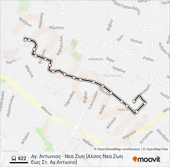 822 Bus Line Map