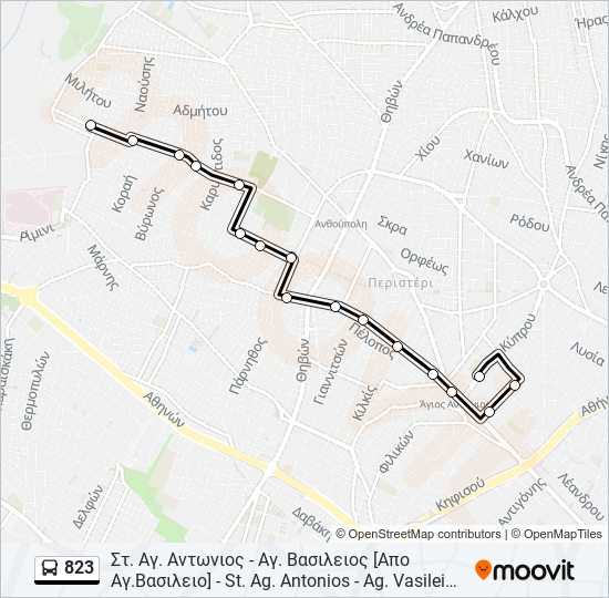 823 bus Line Map