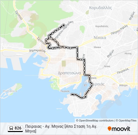 Χάρτης Γραμμής 826 λεωφορείο