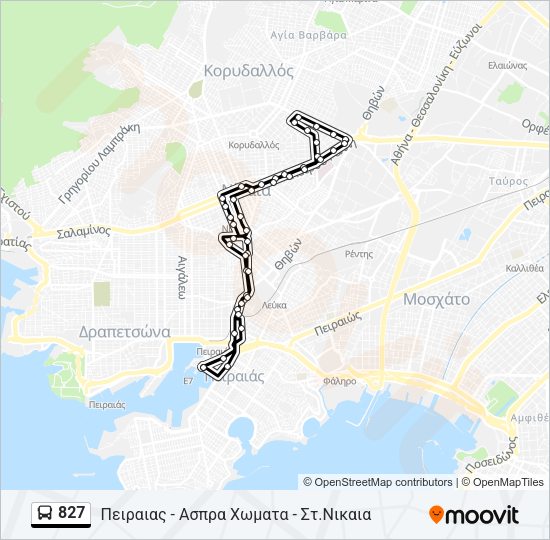 Χάρτης Γραμμής 827 λεωφορείο