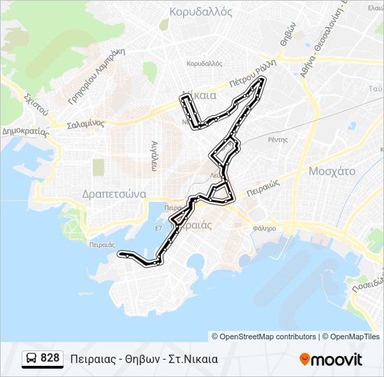 Χάρτης Γραμμής 828 λεωφορείο
