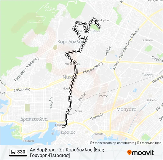 830 Bus Line Map